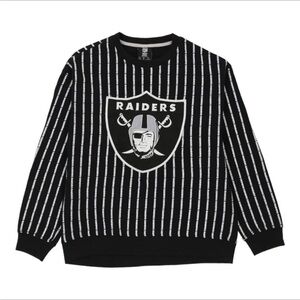 RAIDERS NFL striped Athletic crew sweatshirt Unisex size Large